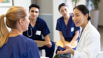 Nurses gather, nursing home consultants, consulting