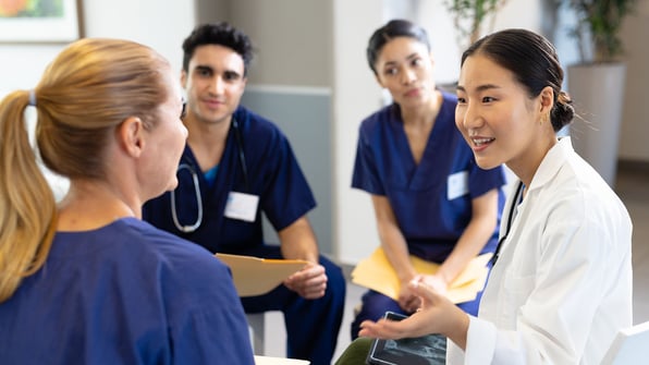 Nurses gather, nursing home consultants, consulting