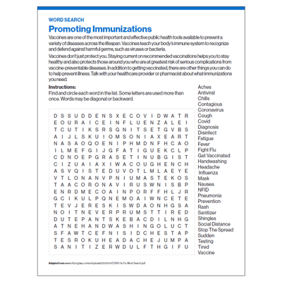 immunization-word-search