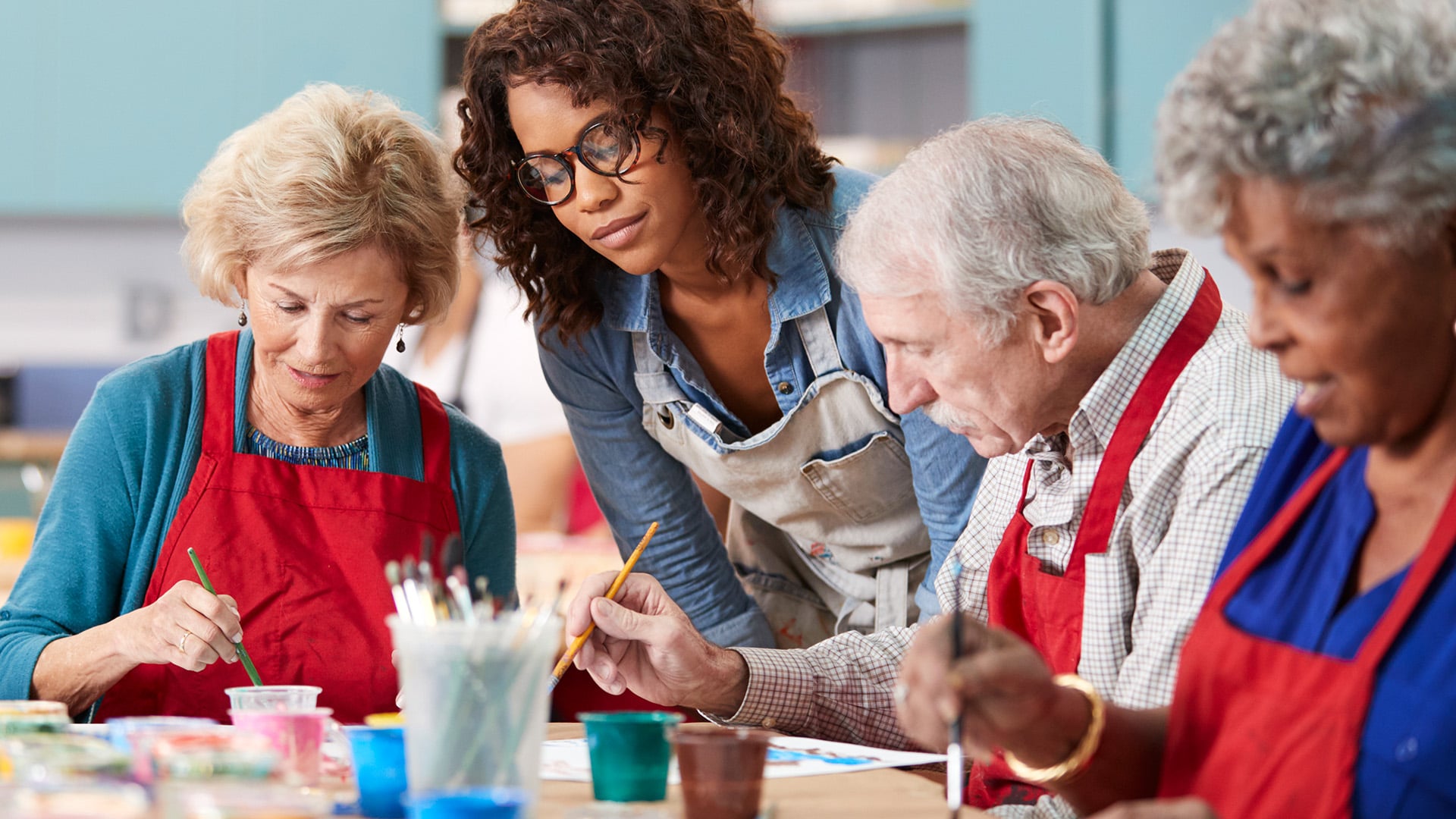 Seniors involved with art activities
