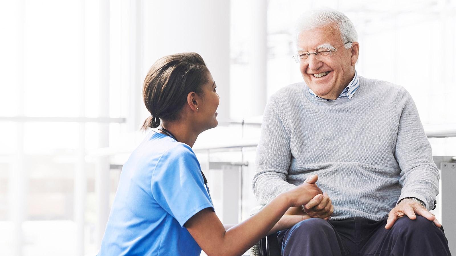 elderly man with nurse