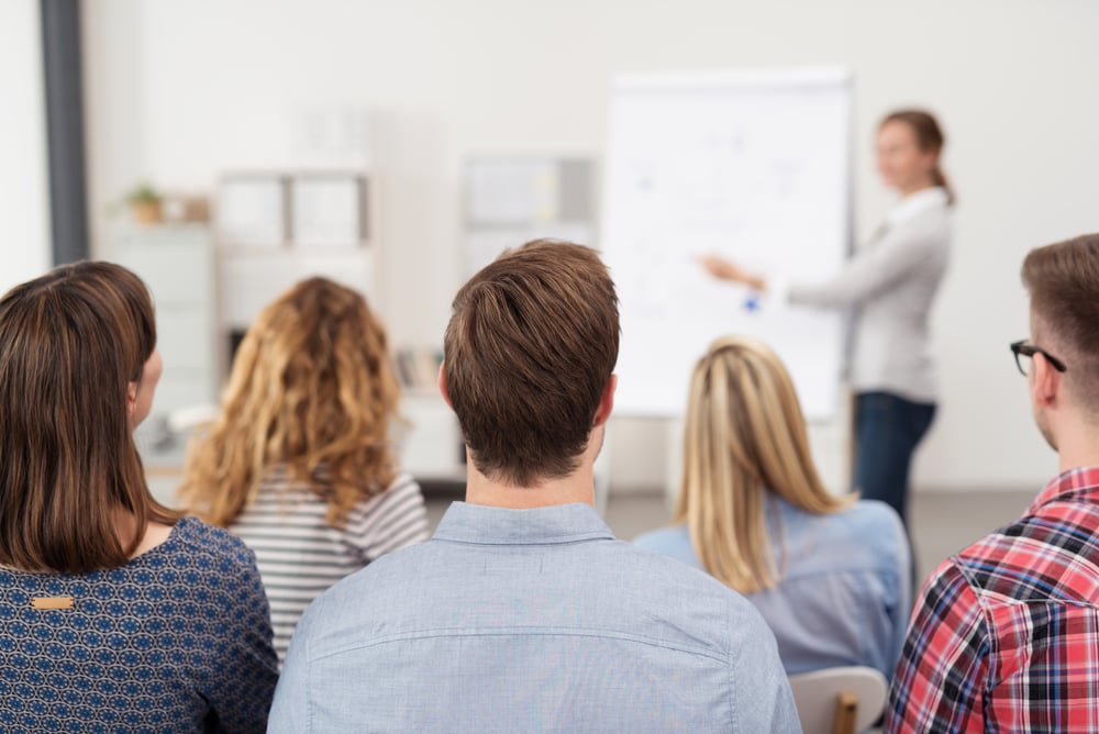 Presentation with speaker and audience