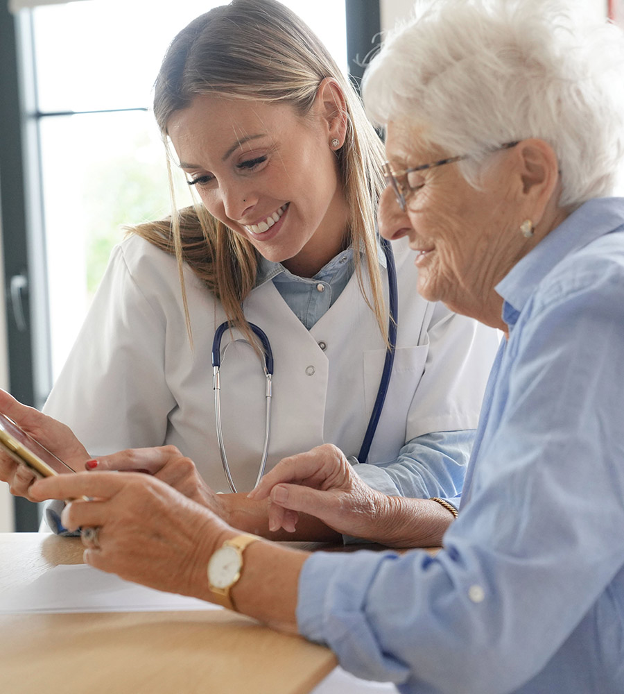 doctor with elderly patient