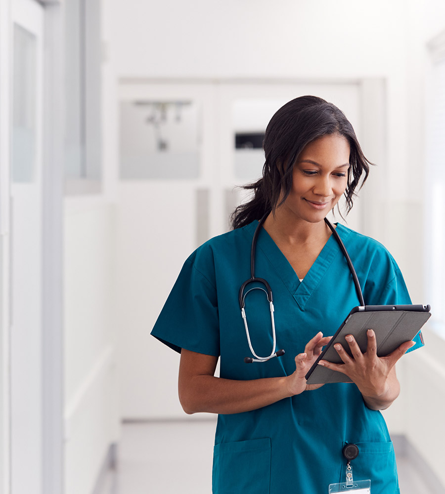 nurse on tablet