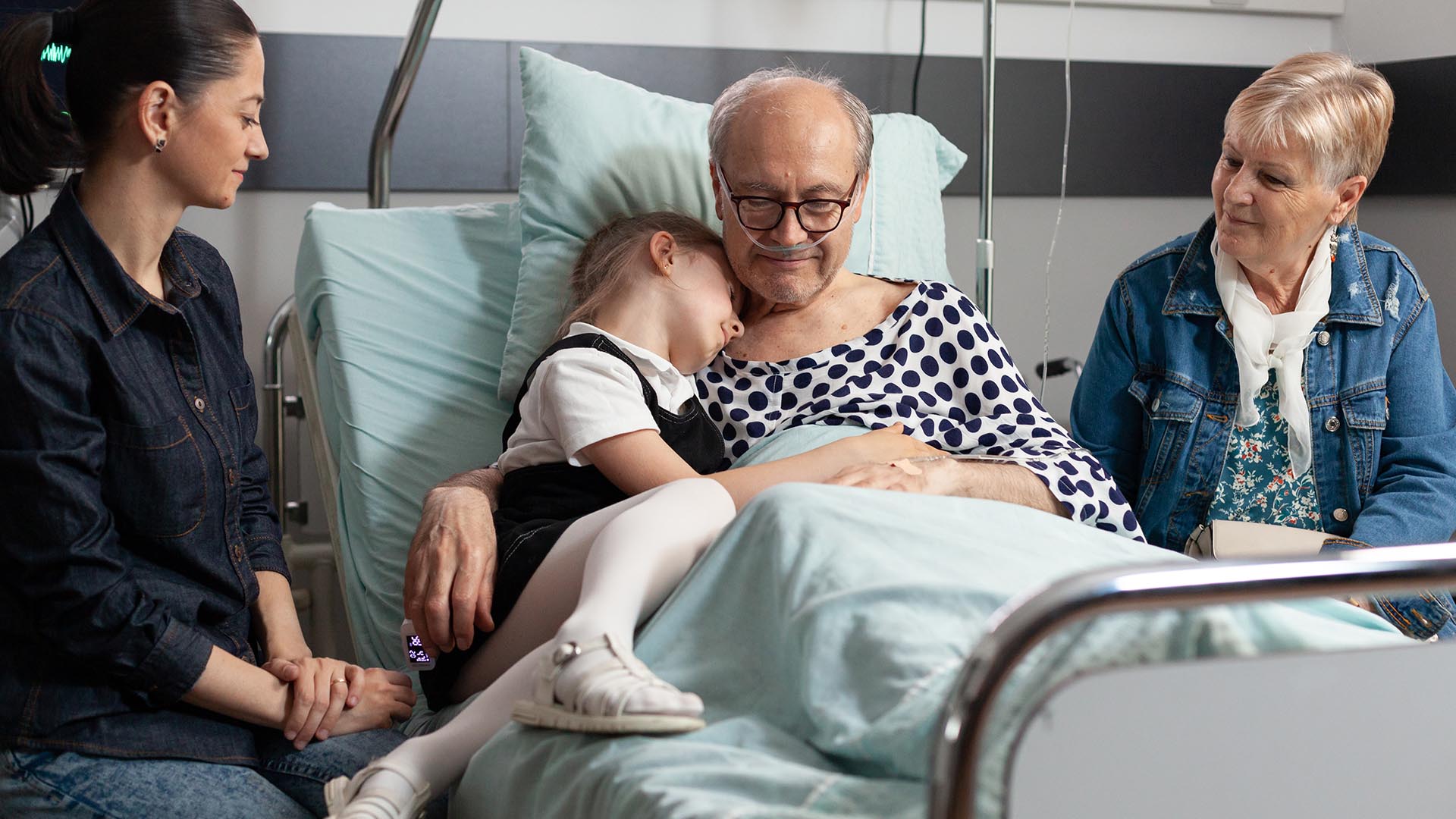 Senior with young child, representing hospital admission and readmission, nursing home consulting