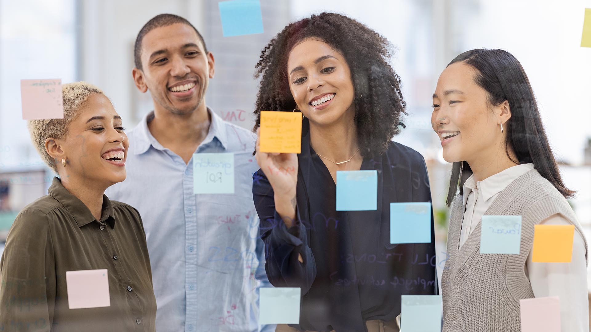 Five Whys, Staff placing post-it notes on boards